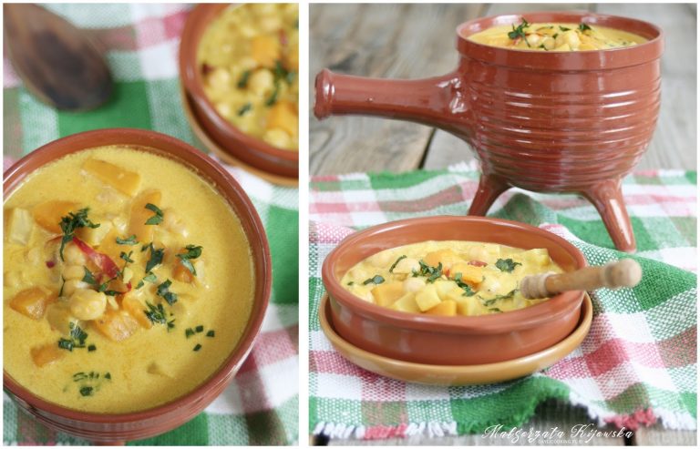 Przepis na pikantne curry dyniowe, selerem i ciecierzycą